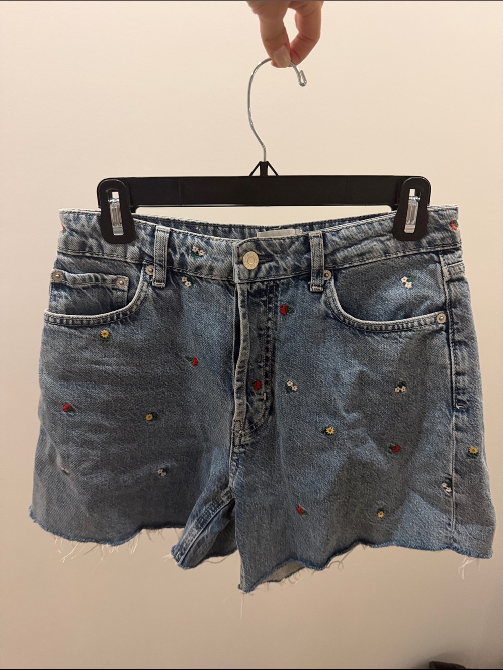 Rails Light Blue Embroidered Denim Shorts